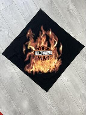 Vtg Harley Davidson Flames Scarf Handkerchief Bandana tee